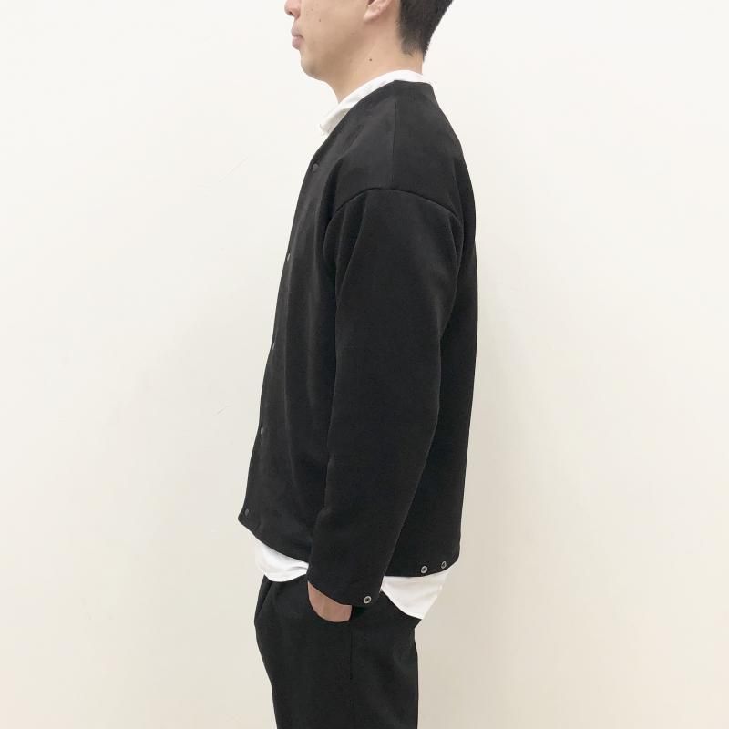  CURLY KNIT SUEDE SNAP BUTTON CARDIE(BLACK)