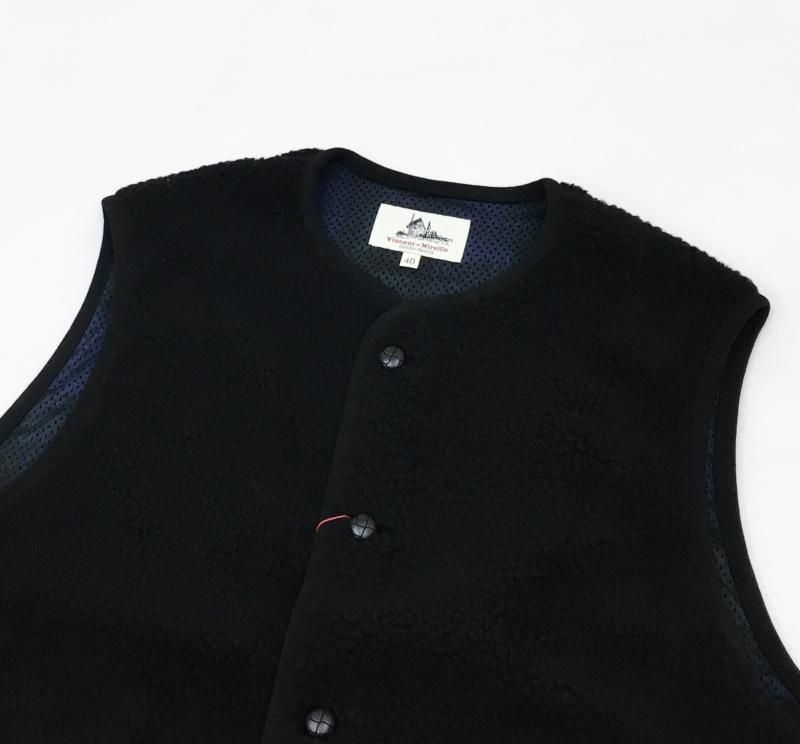  VINCENT ET MIREILLE BOA FLEECE VEST(BLACK) 