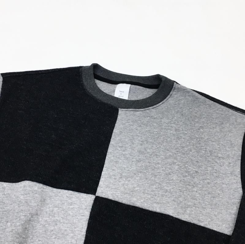  have a good day REMAKE FACE CREW KNIT(CHARCOAL)