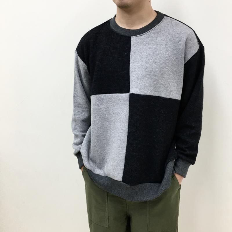  have a good day REMAKE FACE CREW KNIT(CHARCOAL)
