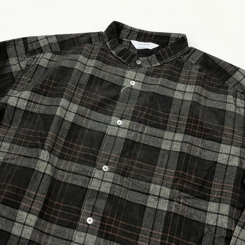  have a good day NO COLLOR PLAID SHIRTS(BROWN)