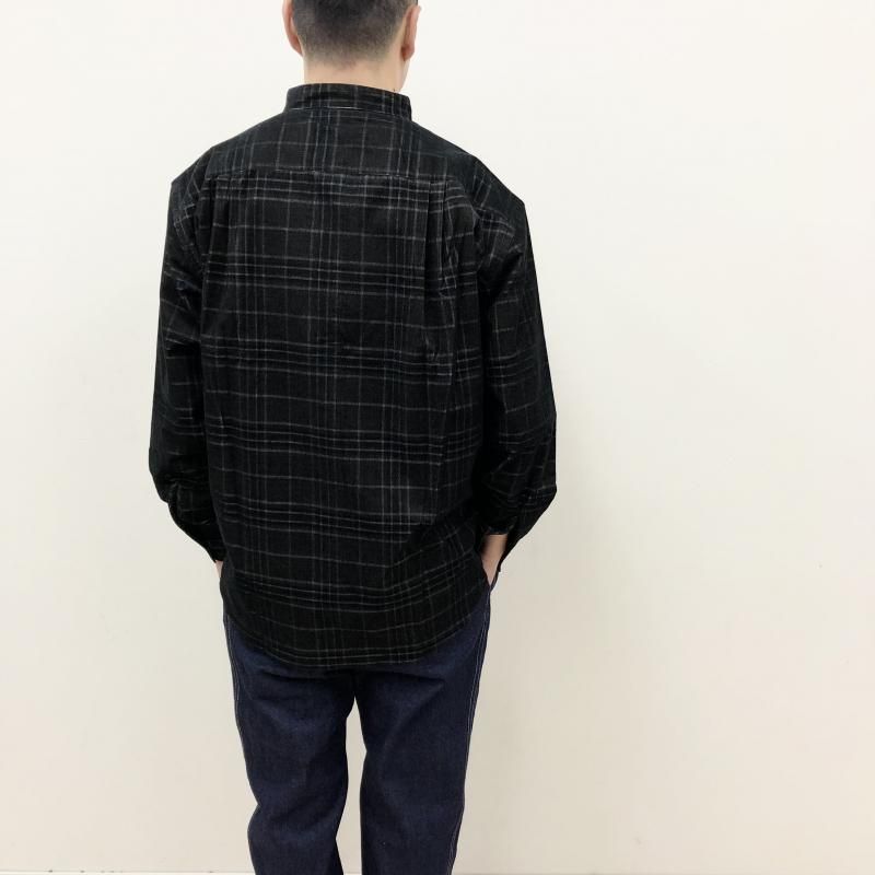  have a good day NO COLLOR PLAID SHIRTS(BLACK)