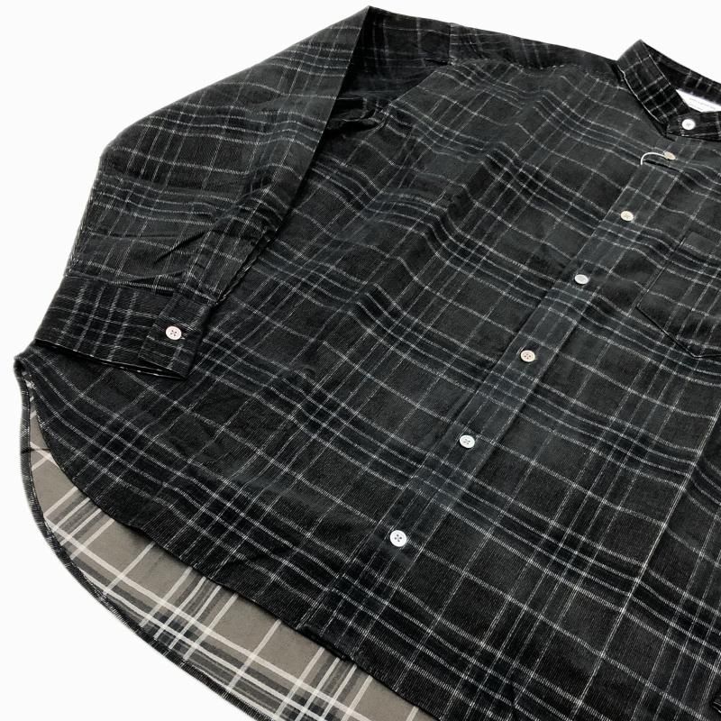  have a good day NO COLLOR PLAID SHIRTS(BLACK)