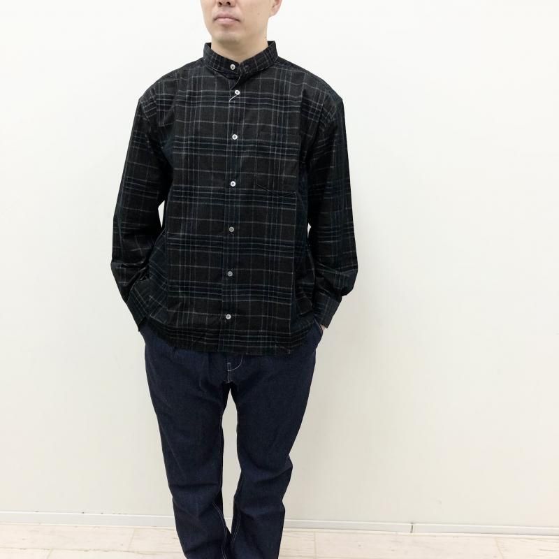  have a good day NO COLLOR PLAID SHIRTS(BLACK)