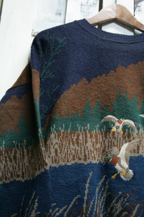PENDLETON｜ペンドルトン 総柄 セーター 鳥柄 ニット 古着 サイズ表示