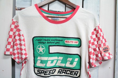 90年代 チェッカー柄 古着 Tシャツ ビンテージ チェッカーフラッグ