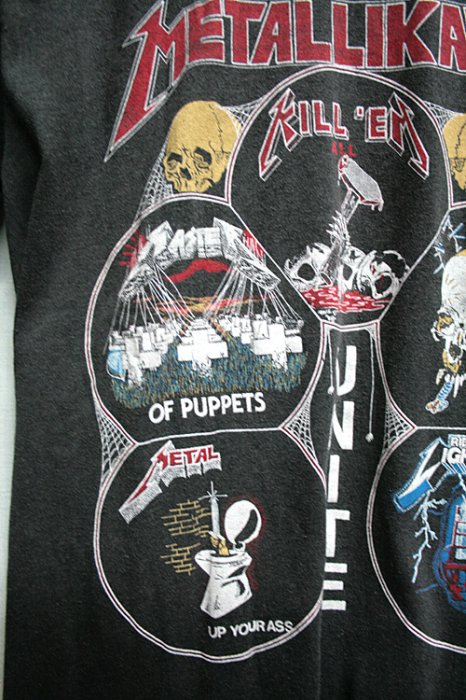 80年代　メタリカ (Metallica) 　ビンテージ　バンドTシャツ　バンドT　ロックT　黒　ブラック　UNITE　ヴィンテージ　サイズ・S位　 ビンテージ古着通販　古着屋ヘブンズドア