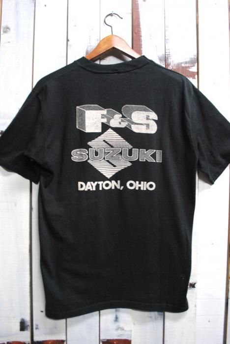 70-80年代　ビンテージ SUZUKI Tシャツ　スズキ　モーターサイクル　バイク　単車　ブラック　黒　古着　レース　DAYTON OHIO　 デイトン　オハイオ　ビンテージ古着通販　古着屋ヘブンズドア