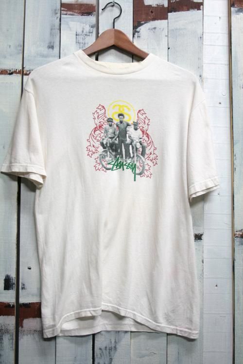 OLD STUSSY ステューシー プリント Tシャツ M ホワイト発送について