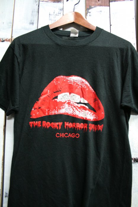 80年代　THE ROCKY HORROR PICTURE SHOW　ロッキーホラーショー　ビンテージ　Tシャツ　ブラック　黒　サイズ・L　 ビンテージ古着通販　古着屋ヘブンズドア