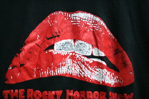 80年代　THE ROCKY HORROR PICTURE SHOW　ロッキーホラーショー　ビンテージ　Tシャツ　ブラック　黒　サイズ・L　 ビンテージ古着通販　古着屋ヘブンズドア