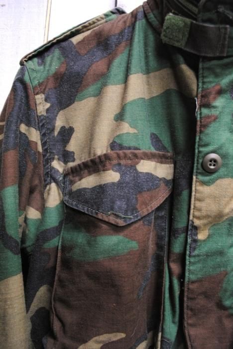 古着 80年代 M65ジャケット 迷彩柄 オリーブ ウッドランドカモ