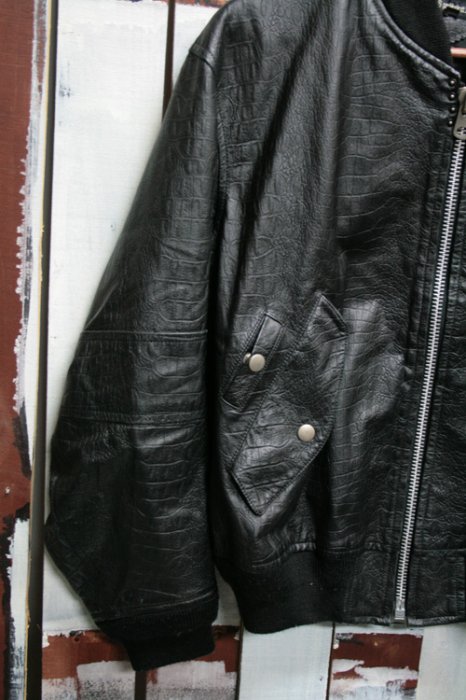 古着 シングルレザージャケット ブルゾンタイプ ブラック モード 黒