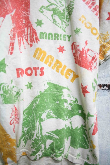 80年代 ヴィンテージTシャツ ボブマーリー Bob Marley オフホワイト 白 総柄 ビンテージ プリントTシャツ 古着 ビンテージ古着通販 古着 屋ヘブンズドア