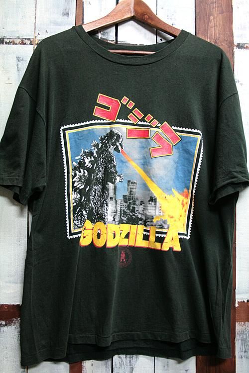 vintage usa製 80s 90s ゴジラ 両面プリント ブラックTシャツ-