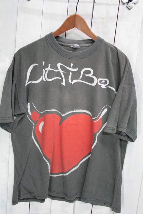 90年代　LITFIBA リトフィーバ　バンドTシャツ　Tシャツ　ビンテージ　ブラック　黒　古着  spirito tour　ツアーＴシャツ　色あせ
