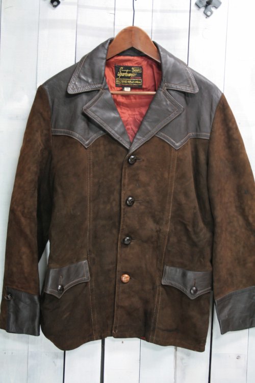 70年代　シアーズ　レザージャケット　古着　ビンテージ　スエード　ブラウン　38　テーラードジャケット 古着通販　古着屋ヘブンズドア