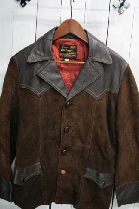 70年代　シアーズ　レザージャケット　古着　ビンテージ　スエード　ブラウン　38　テーラードジャケット 古着通販　古着屋ヘブンズドア