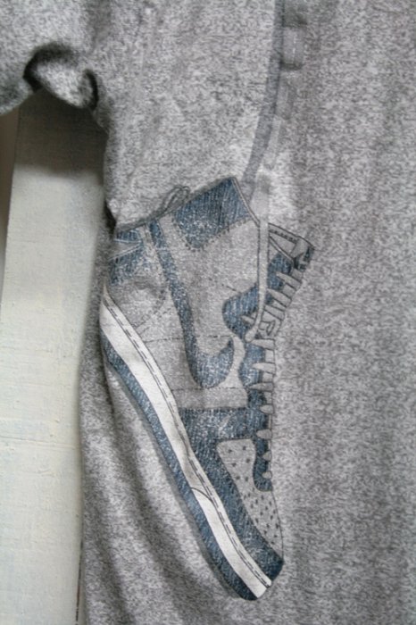 80年代　NIKE【ナイキ】　片掛け　ターミネーター Tシャツ　紺タグ　古着　霜降りグレイ　ビンテージ - ビンテージ古着通販  Ｔシャツやブーツなど取り揃え｜Heavens Door