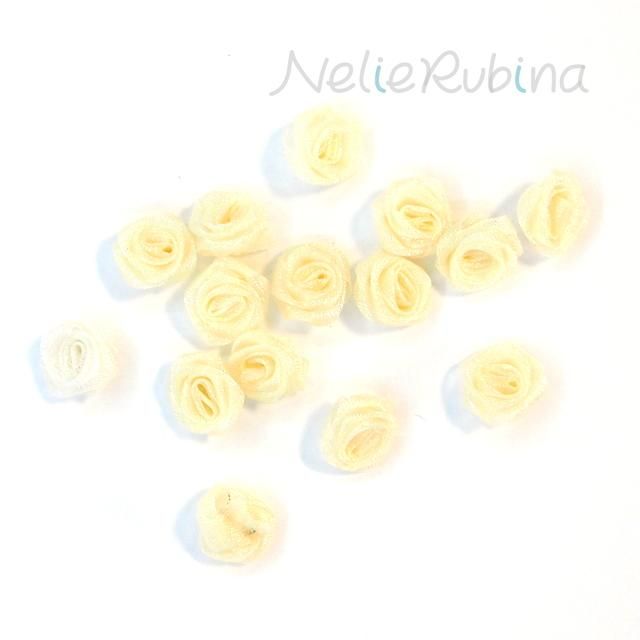 オーガンジーリボンローズ オフホワイト 4個 手芸雑貨 ｎｅｌｉｅ ｒｕｂｉｎａ