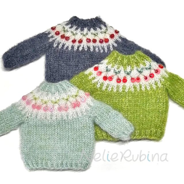 さくらんぼの編み込みセーター キット - 手芸雑貨 Nelie Rubina