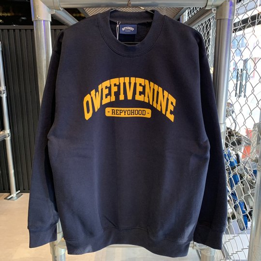 AttractStreetGear 【OWEFIVENINE】 Crew Sweatshirt　13オンス ヘヴィーウェイト トレーナー　クルーネック（裏起毛）ネイビー　XLサイズ