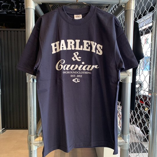 ONGROUNDCLOTHING【Harleys & Caviar】 Tee 　Tシャツ　ネイビーブルー