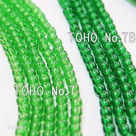 TOHO ビーズ 丸小 糸通しビーズ お徳用 束 (10ｍ) T7B 透き ビーズ 濃緑 ( グリーン )