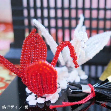 ビーズフラワーキット 紅白折り鶴のオブジェ