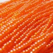 【訳あり】チェコビーズ? 約6m 小さめ丸小糸通しビーズ 透き濃オレンジ(オーロラ)
