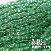 TOHO ビーズ 丸小 糸通しビーズ バラ売り 1m単位 ts187 中染 オーロラ 緑