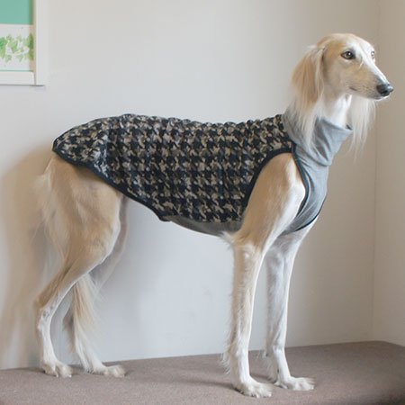 グレー千鳥柄デザインタンクトップ サルーキ ウィペットサイズ オリジナル犬服 雑貨 Casa Comodo