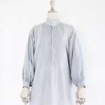 FG514 1910年代フランス製藍白色ホームスパンリネンロングシャツ