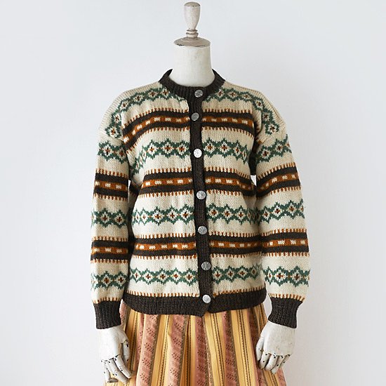 K0058 1970年代ノルウェー製オフシロｘブラウンノルディック手編み