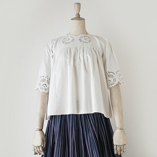 1900s〜 ヴィンテージ ホワイト コットン ドレス肩幅約41cm