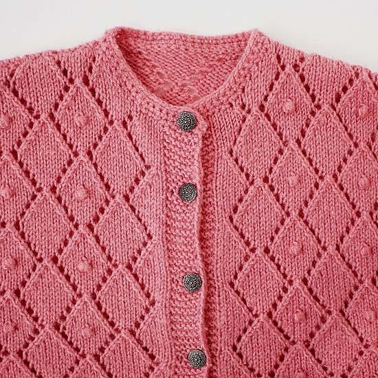 K0069 1960年代オーストリア製ピンク透かし手編みウールチロル