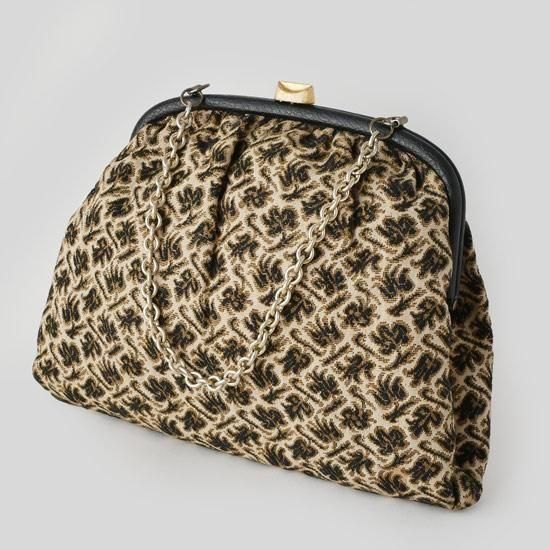 B1612 当時物　80年代　ヴィンテージ　希少　ハドソン　バッチ B1080 1960年代アメリカ製CMSジャガード織ファブリックハンドバッグ