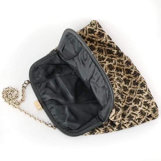 B1080 1960年代アメリカ製CMSジャガード織ファブリックハンドバッグ