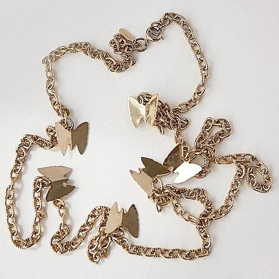 J0484 1970年代Sarah Coventry ”FLUTTER BYES”ゴールドネックレス