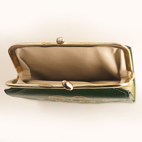 P0114 1960年代アメリカ製Princess Gardnerグリーンレザー２つ折り財布