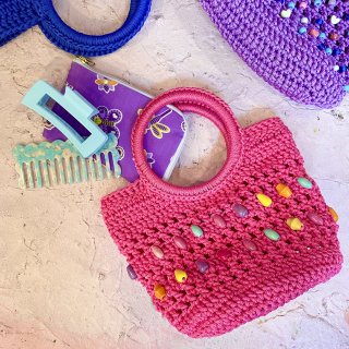 <img class='new_mark_img1' src='https://img.shop-pro.jp/img/new/icons4.gif' style='border:none;display:inline;margin:0px;padding:0px;width:auto;' />Crochet Ring Hand Bag-Pink