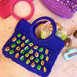 <img class='new_mark_img1' src='https://img.shop-pro.jp/img/new/icons4.gif' style='border:none;display:inline;margin:0px;padding:0px;width:auto;' />Crochet Ring Hand Bag-Blue