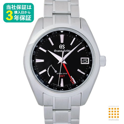 セイコー SEIKO Grand Seiko(グランド セイコー) ヘリテージコレクション スプリングドライブGMT SBGE211 ブラック SS 自動巻き メンズ 腕時計