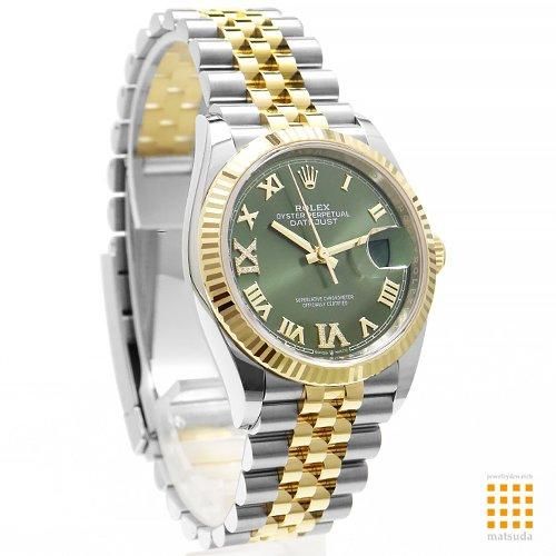 ロレックス 126233 デイトジャスト 36 オリーブグリーンローマ VI・IX