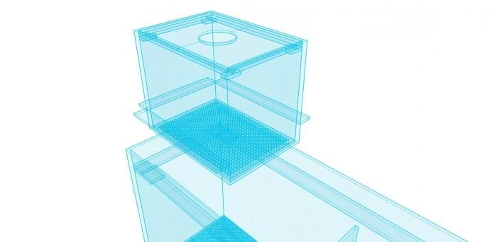 未使用長期保管品 塩ビ濾過槽 約45×28×Ｈ30（ウールBOX設置時約50) 未使用長期保管品 塩ビ濾過槽 約45×28×H30（ウールBOX