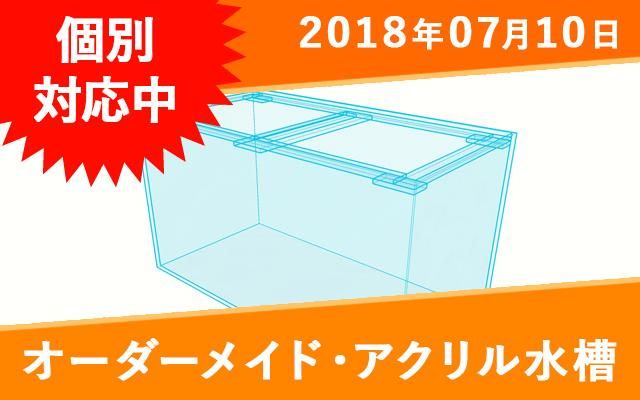 引取り限定！アクリル水槽W600×D450×H300（底面排水穴）、水槽台付き オーダーメイド アクリル水槽 W600×D450×H300mm 天板くり抜き
