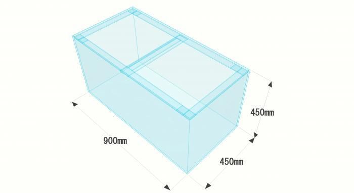 アクリル水槽　W900×D450×H450mm　板厚6mm（規格サイズ） - オーダーメイド水槽は東京アクアガーデンオンラインショップ