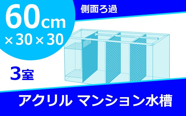 ベタマンション アクリル水槽 W600×D300×H300mm 板厚5mm 3室 側面濾過層 - オーダーメイド水槽 は東京アクアガーデンオンラインショップ