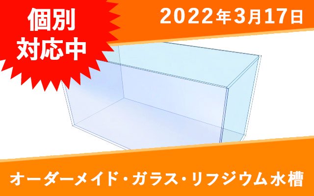 オーダーメイド　リフジウム水槽（ガラス製）　W600×D150×H150mm　板厚5mm　OF2重管（別配管） -  オーダーメイド水槽は東京アクアガーデンオンラインショップ