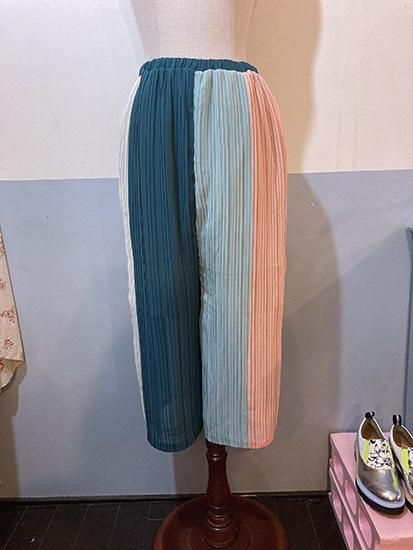 ストフ STOF カラー プリーツ キュロットパンツ ワイドパンツ F 22SS